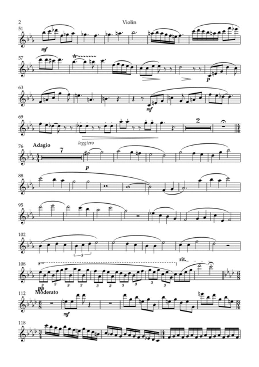Sally Wave - Seeking - violin prat from trio for flute, violin and piano op.35 Piano Trio scores gallery preview page 2