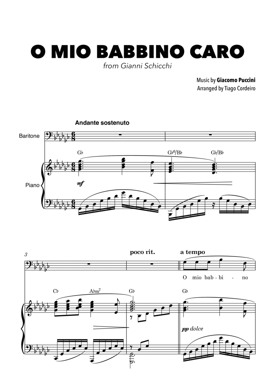 O Mio Babbino Caro O Mio Babbino Caro Voice scores gallery preview page 1