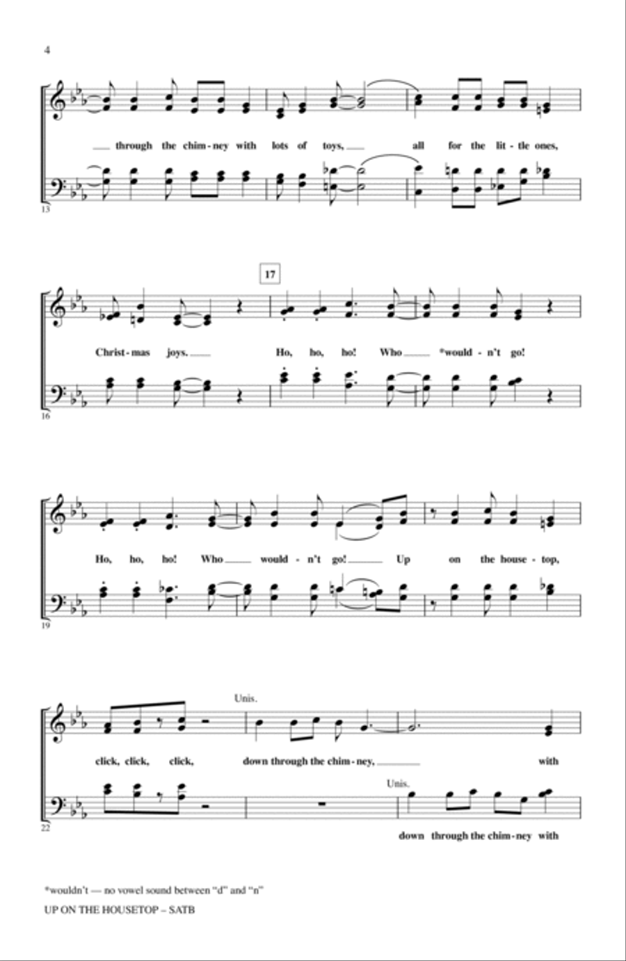 Up On The Housetop 4-Part scores gallery preview page 2