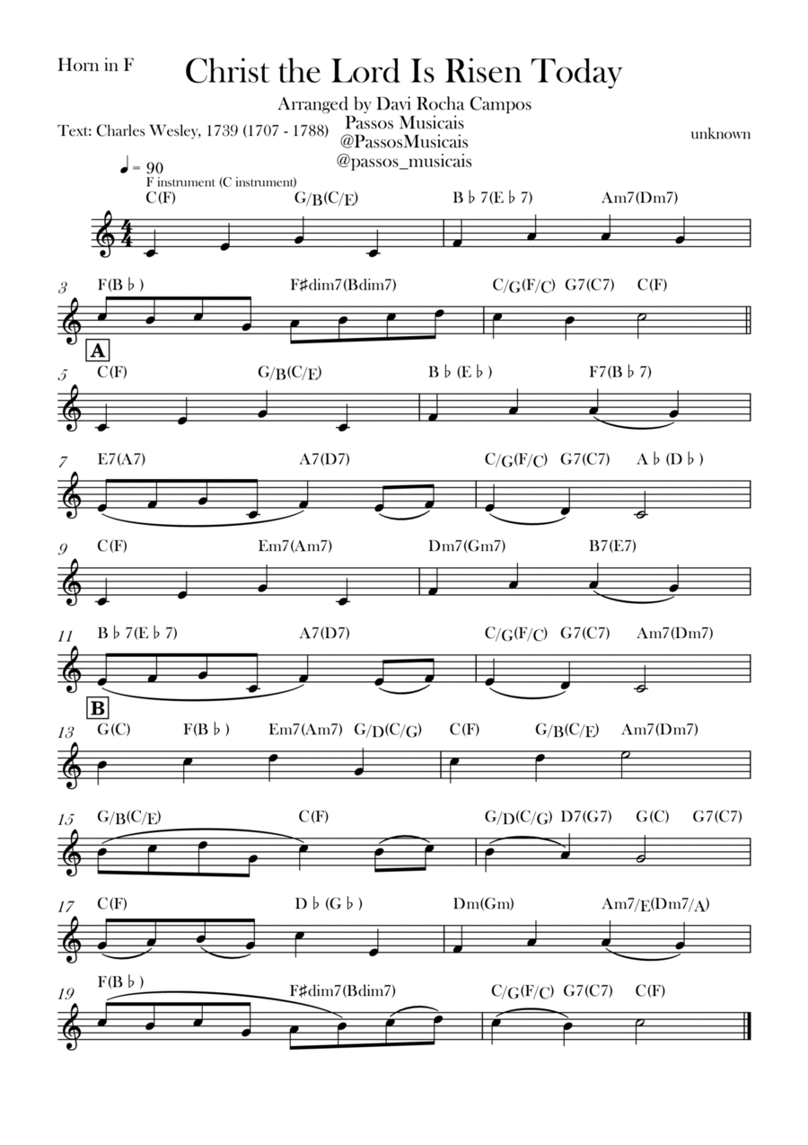 Christ the Lord is Rises today Horn Solo scores gallery preview page 1