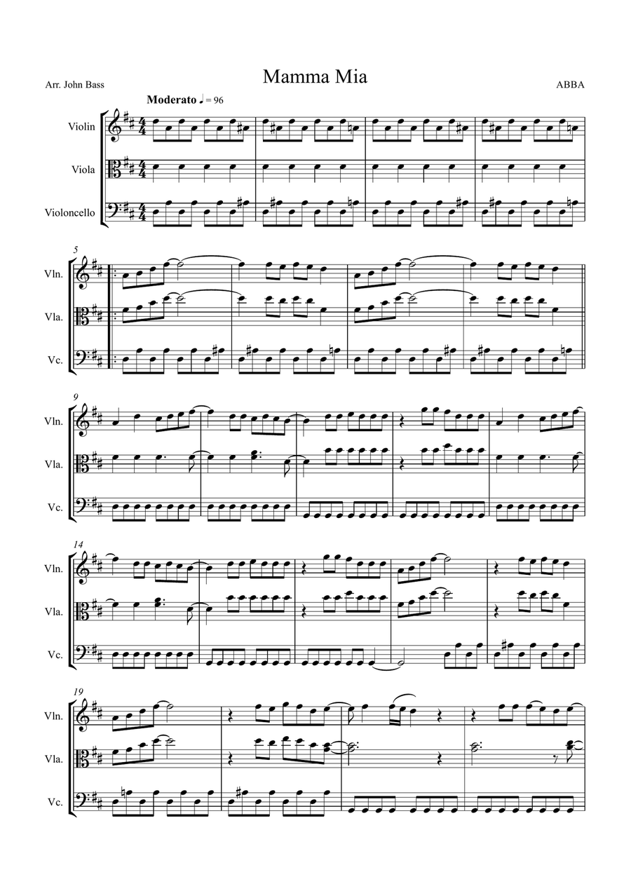 Mamma Mia String Trio scores gallery preview page 1