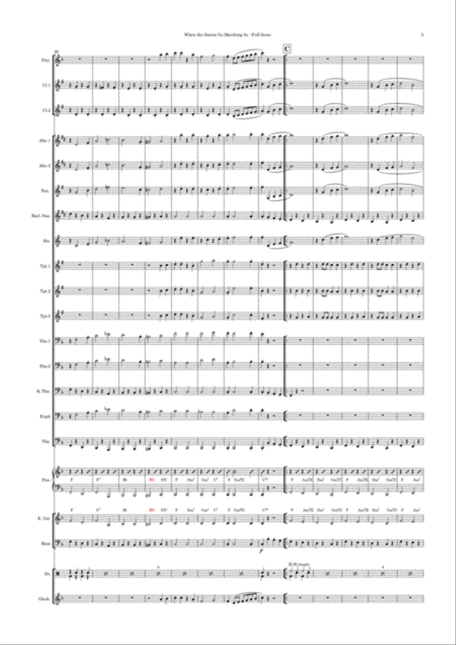 When the Saints Go Marching In - Marching Band with optional Rhythm Section Key of F Marching Band scores gallery preview page 3