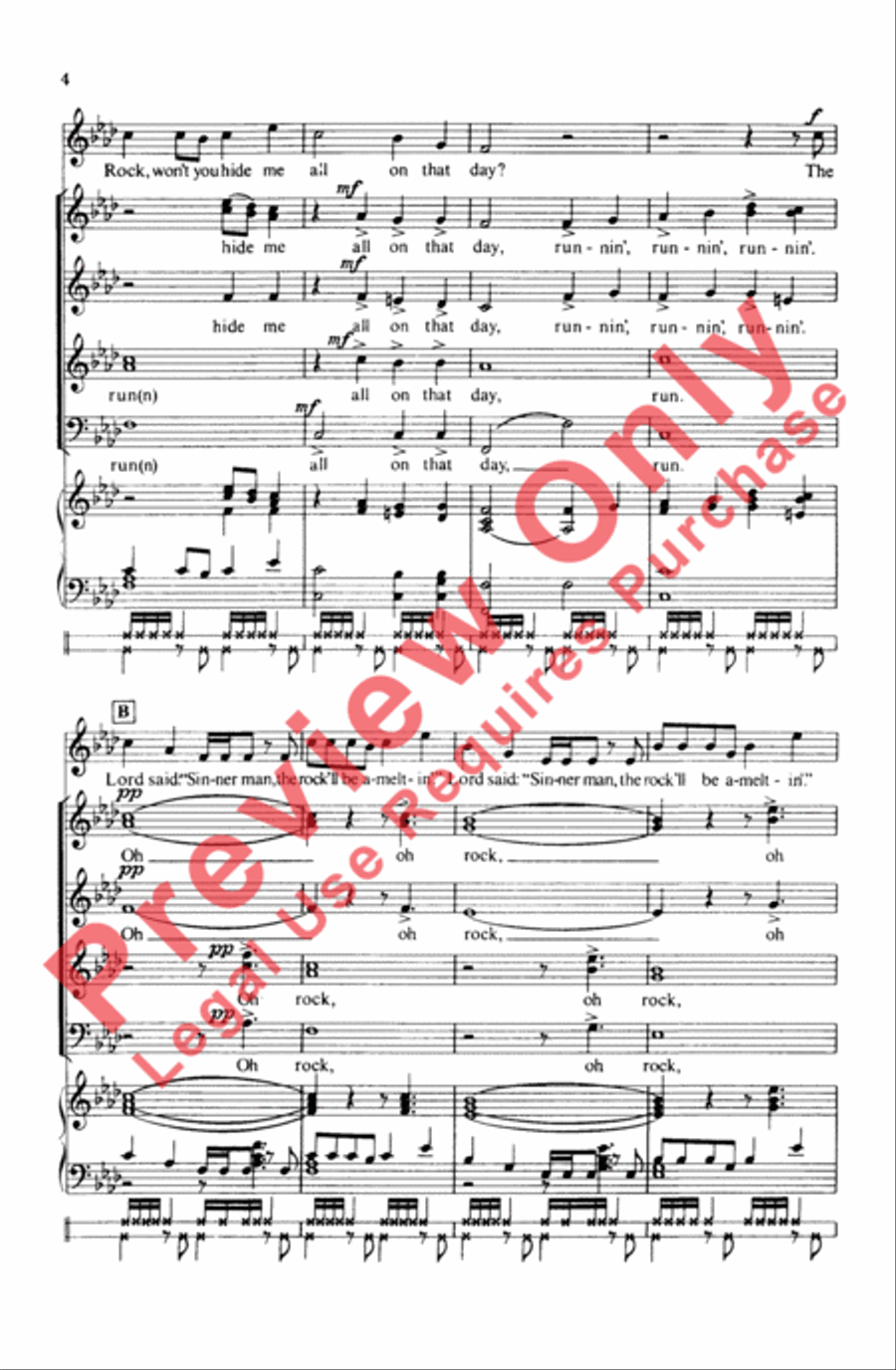 Sinner Man 4-Part scores gallery preview page 4