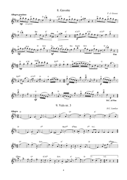 Famous classical pieces, lead sheet with guitar chords