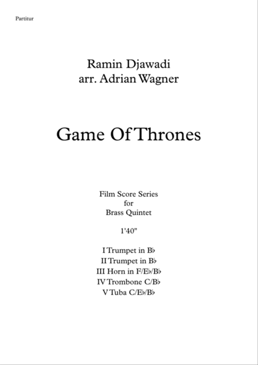 Game Of Thrones Brass Quintet scores gallery preview page 2