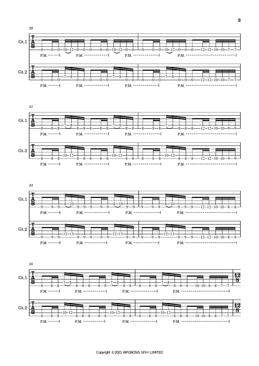 Hymn Of A Broken Man Guitar Tablature scores gallery preview page 3
