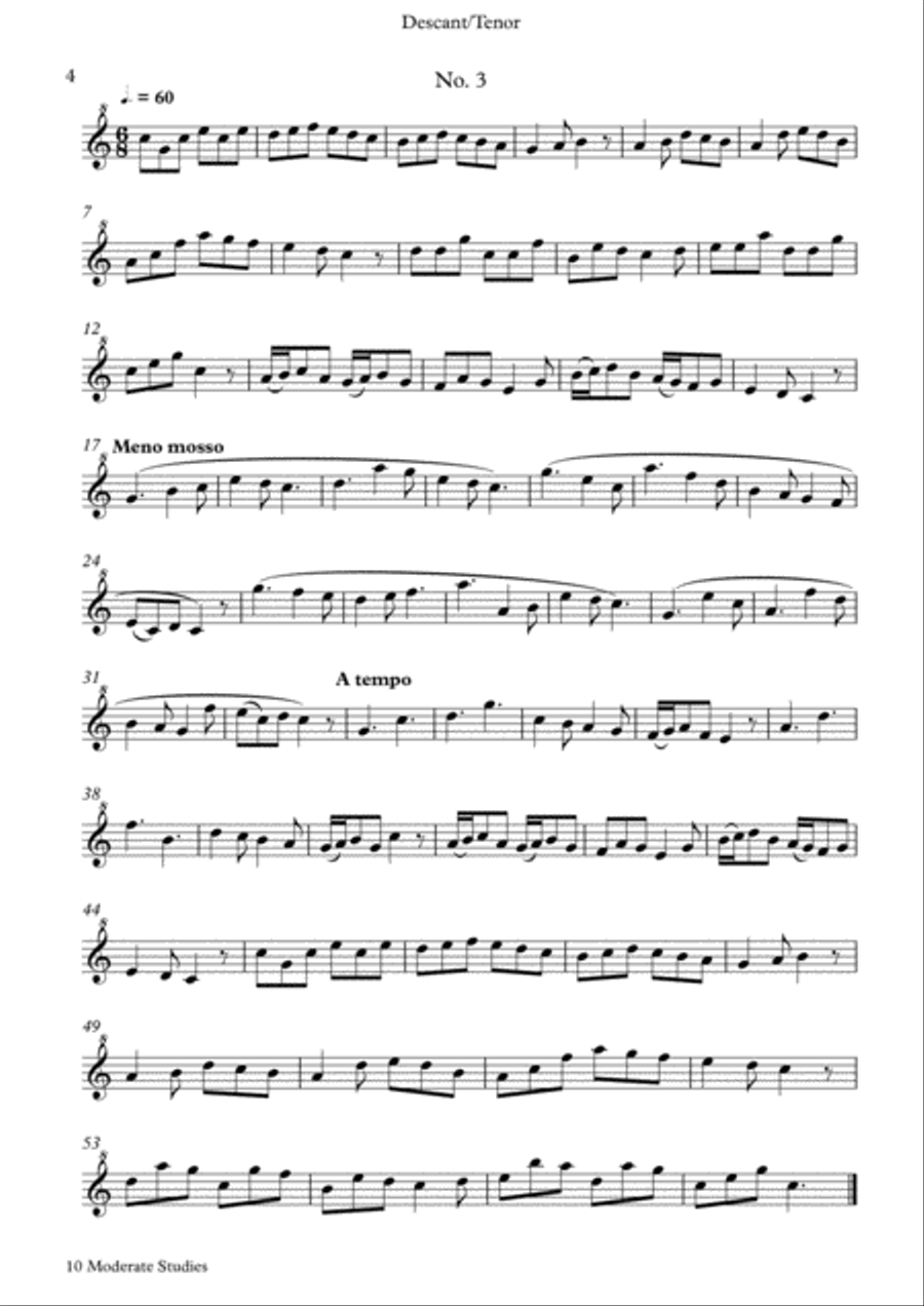 10 moderate Studies for Descant/Tenor Recorder Soprano Recorder scores gallery preview page 4