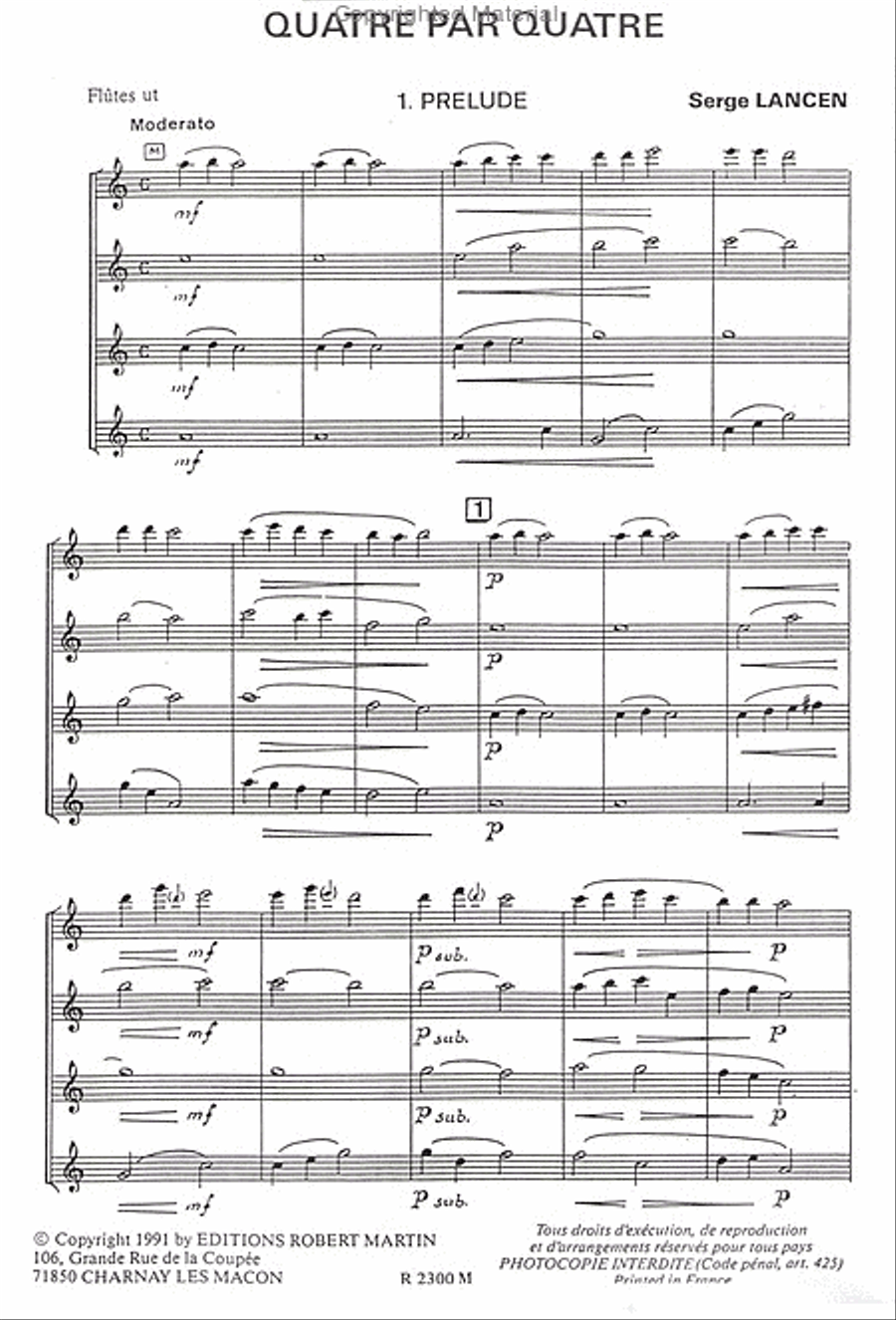 Quatre par quatre, pour flûte Flute scores gallery preview page 2
