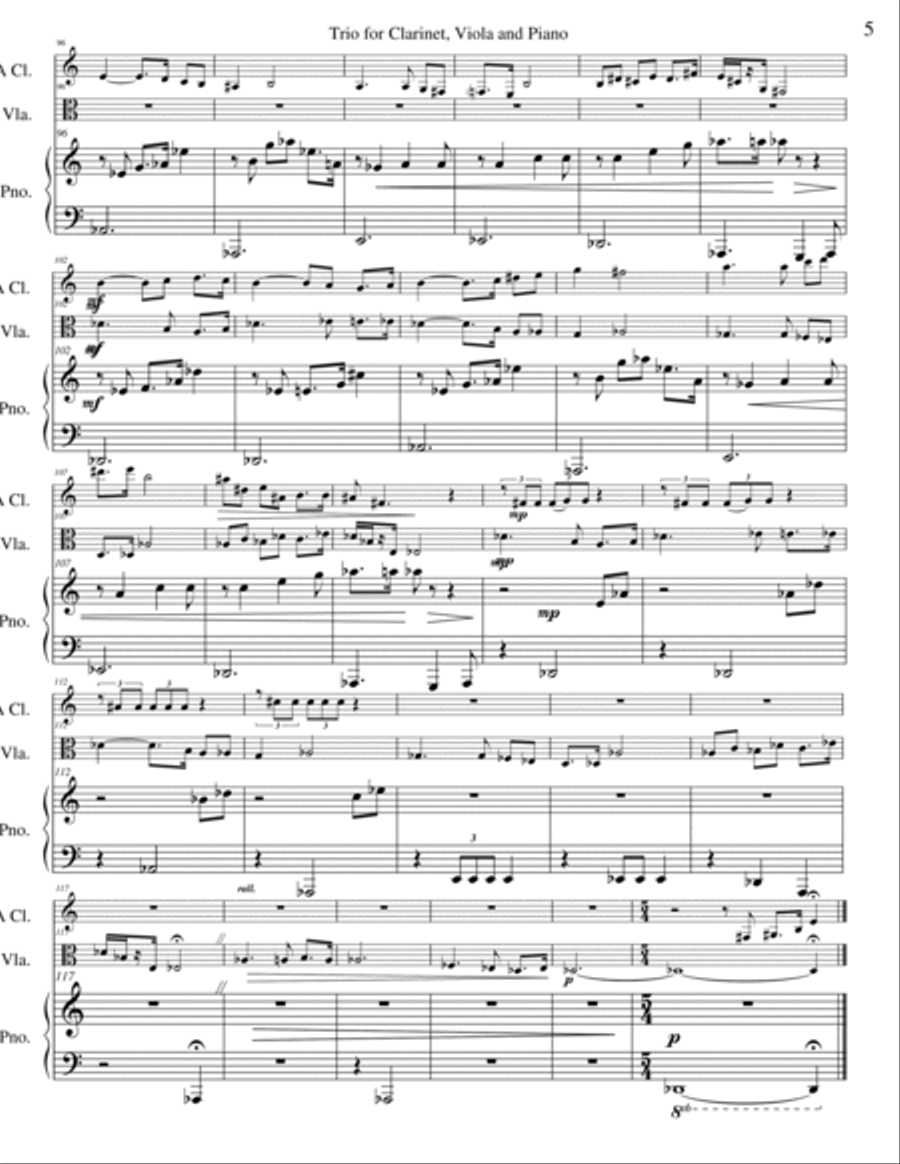 Trio #2 for Clarinet, Viola, and Piano Small Ensemble scores gallery preview page 5