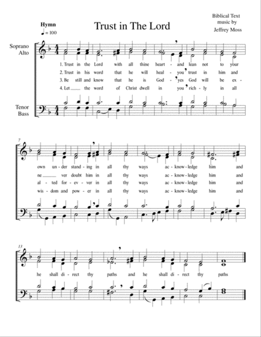 Trust in The Lord 4-Part scores gallery preview page 1