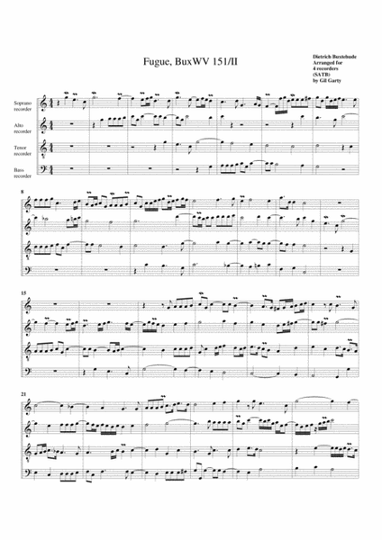 Fugue BuxWV 151/II (arrangement for 4 recorders)
