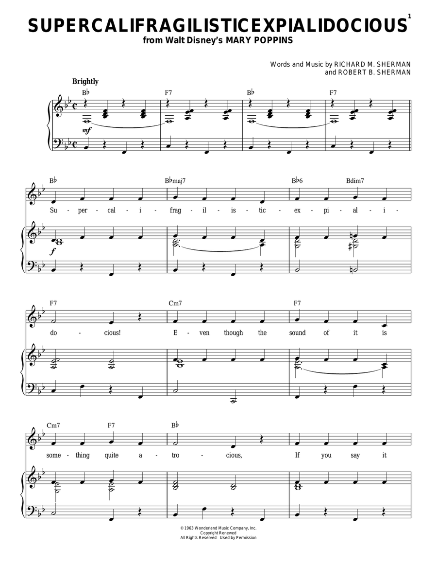 Supercalifragilisticexpialidocious (from Mary Poppins) Guitar scores gallery preview page 1