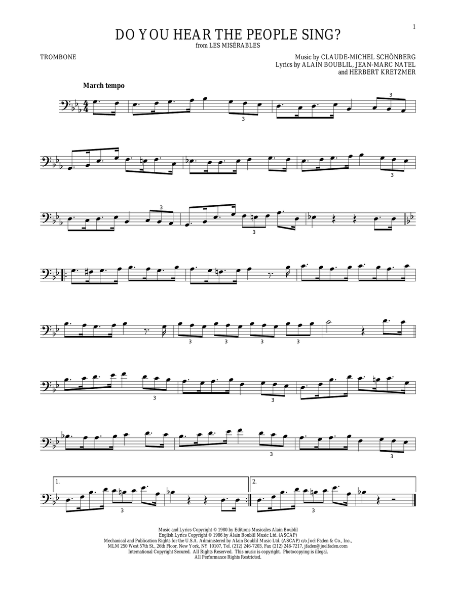 Do You Hear The People Sing? Trombone Solo scores gallery preview page 1