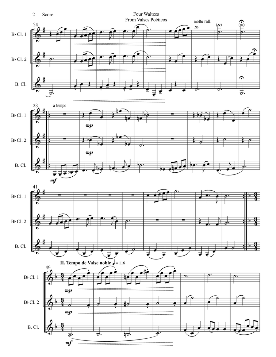 Granados - 4 Waltzes set for Clarinet Trio Clarinet Trio scores gallery preview page 3