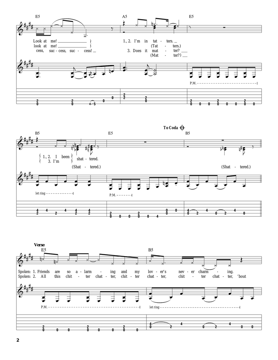 Shattered Guitar Tablature scores gallery preview page 2