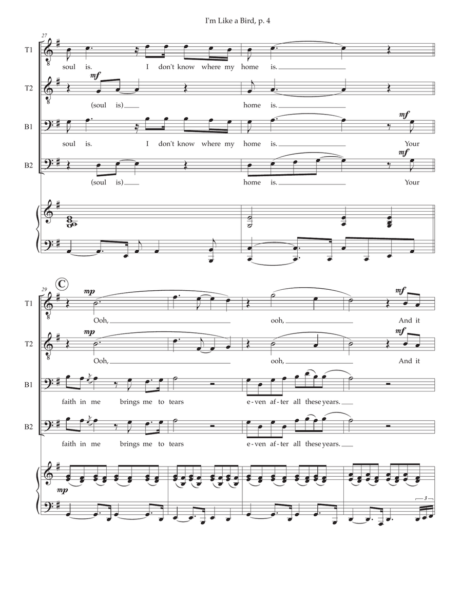 I'm Like A Bird TTBB scores gallery preview page 4