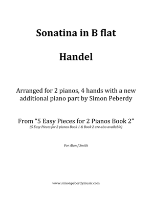 Book cover for Sonatina (Handel) for 2 pianos (additional piano part by Simon Peberdy). Easy music for 2 pianos.