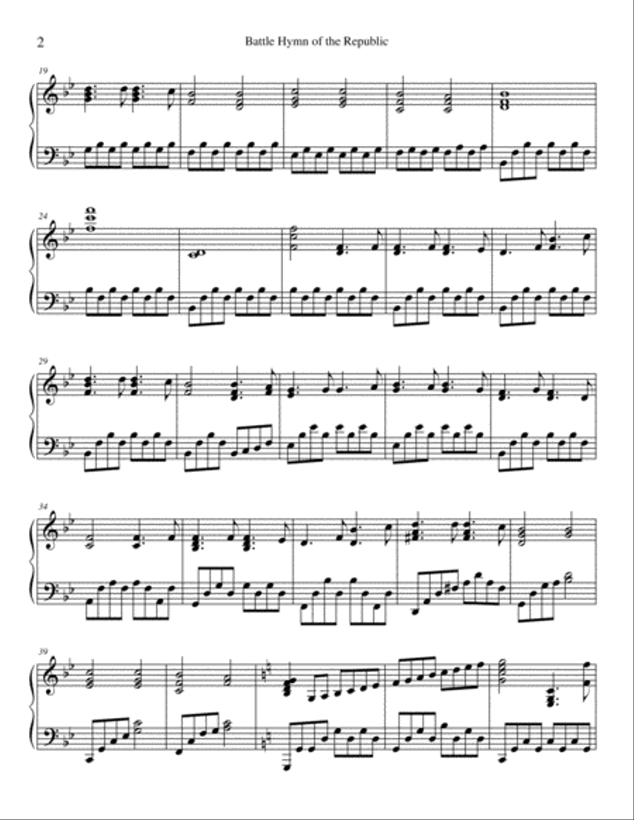Battle Hymn of the Republic Piano Solo scores gallery preview page 3