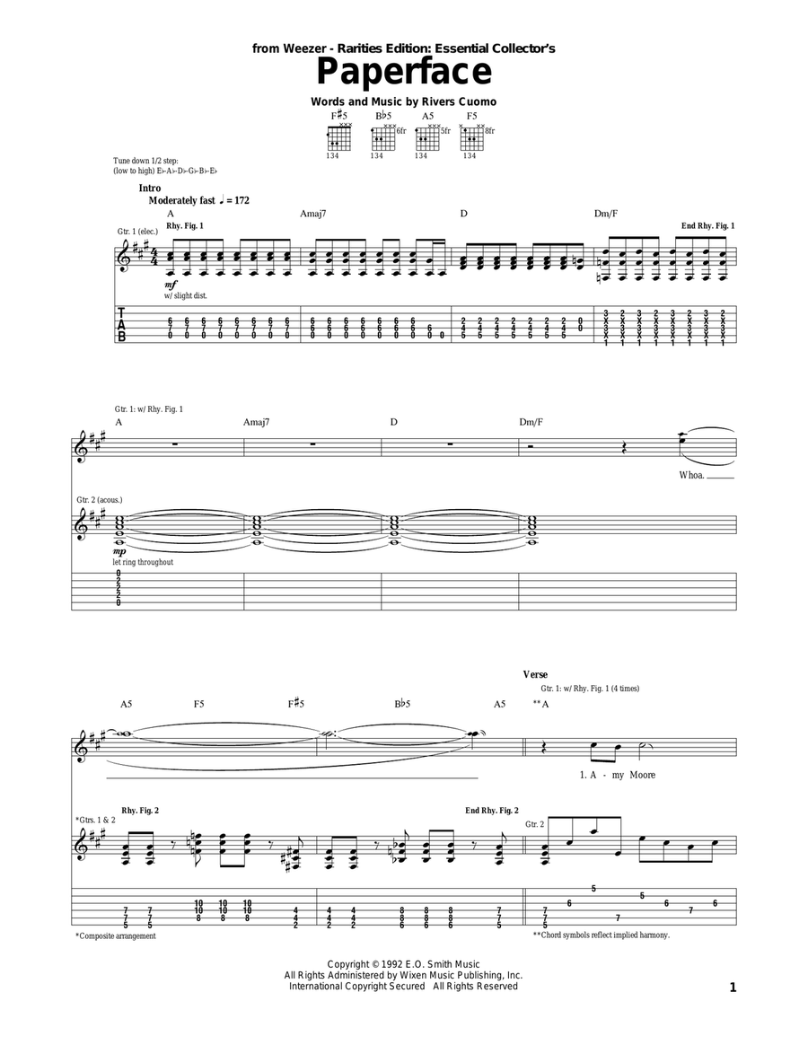 Paperface Acoustic Guitar scores gallery preview page 1