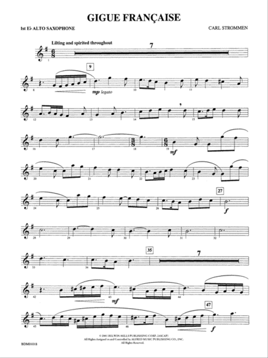 Gigue Française: E-flat Alto Saxophone Concert Band scores gallery preview page 1