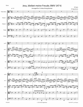 Book cover for Bach: Jesu, bleibet meine Freude BWV 147-6; arr. for Viola Quintet.