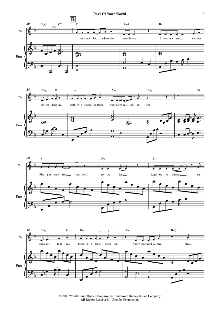 Part Of Your World Part Of Your World Piano, Vocal scores gallery preview page 4