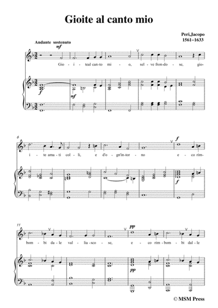 Peri-Gioite al canto mio in F Major, for Voice and Piano image number null