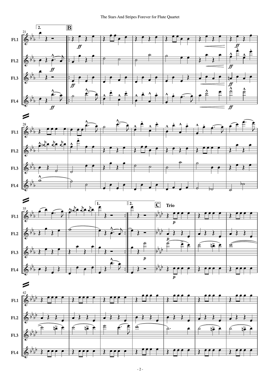 The Stars And Stripes Forever for Flute Quartet (Choir) Choir scores gallery preview page 2