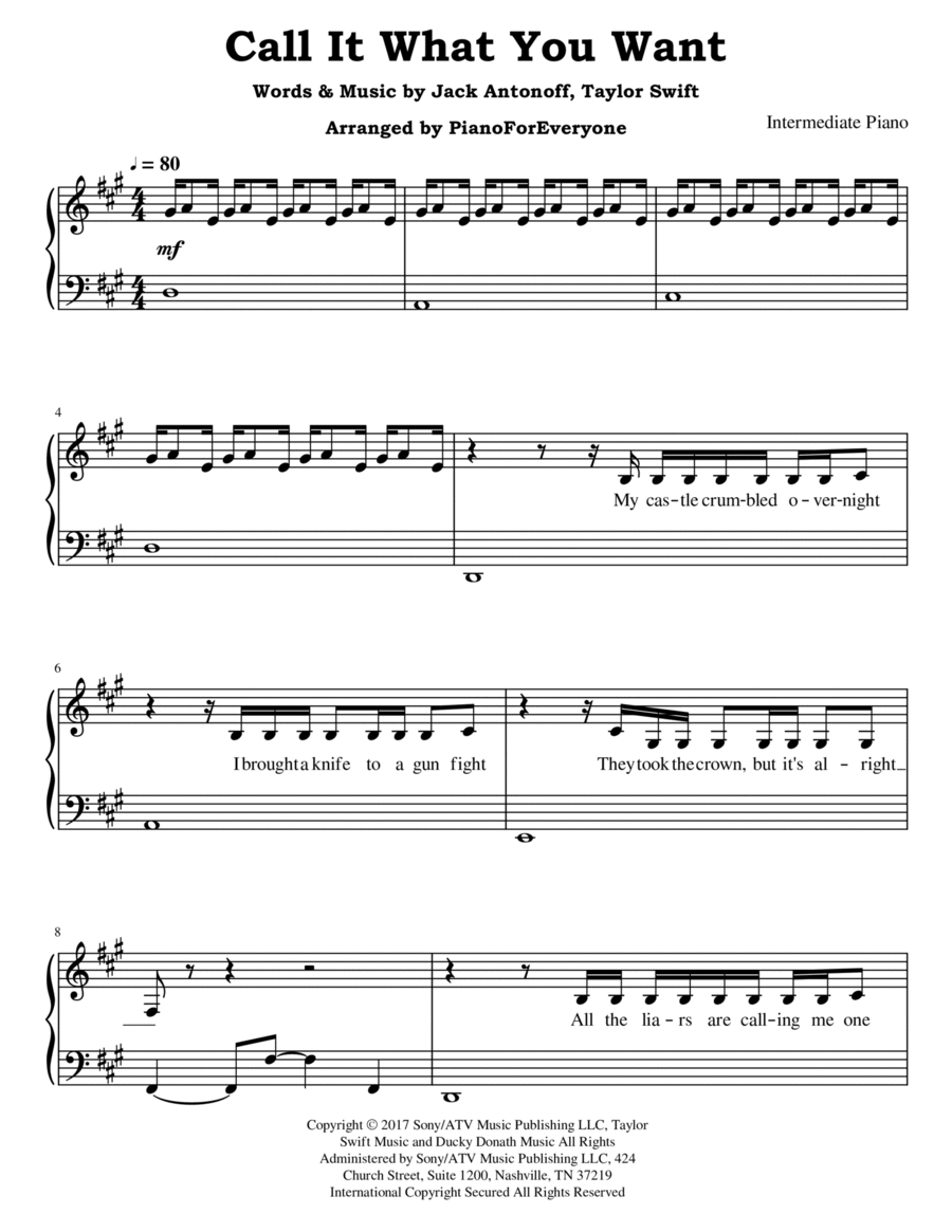 Call It What You Want Call It What You Want Piano Solo scores gallery preview page 1