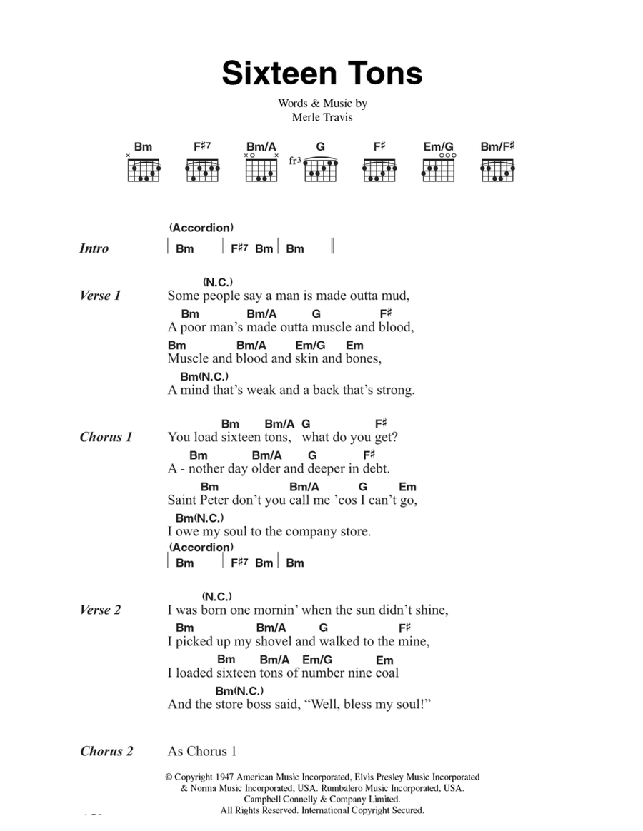 Sixteen Tons Electric Guitar scores gallery preview page 1