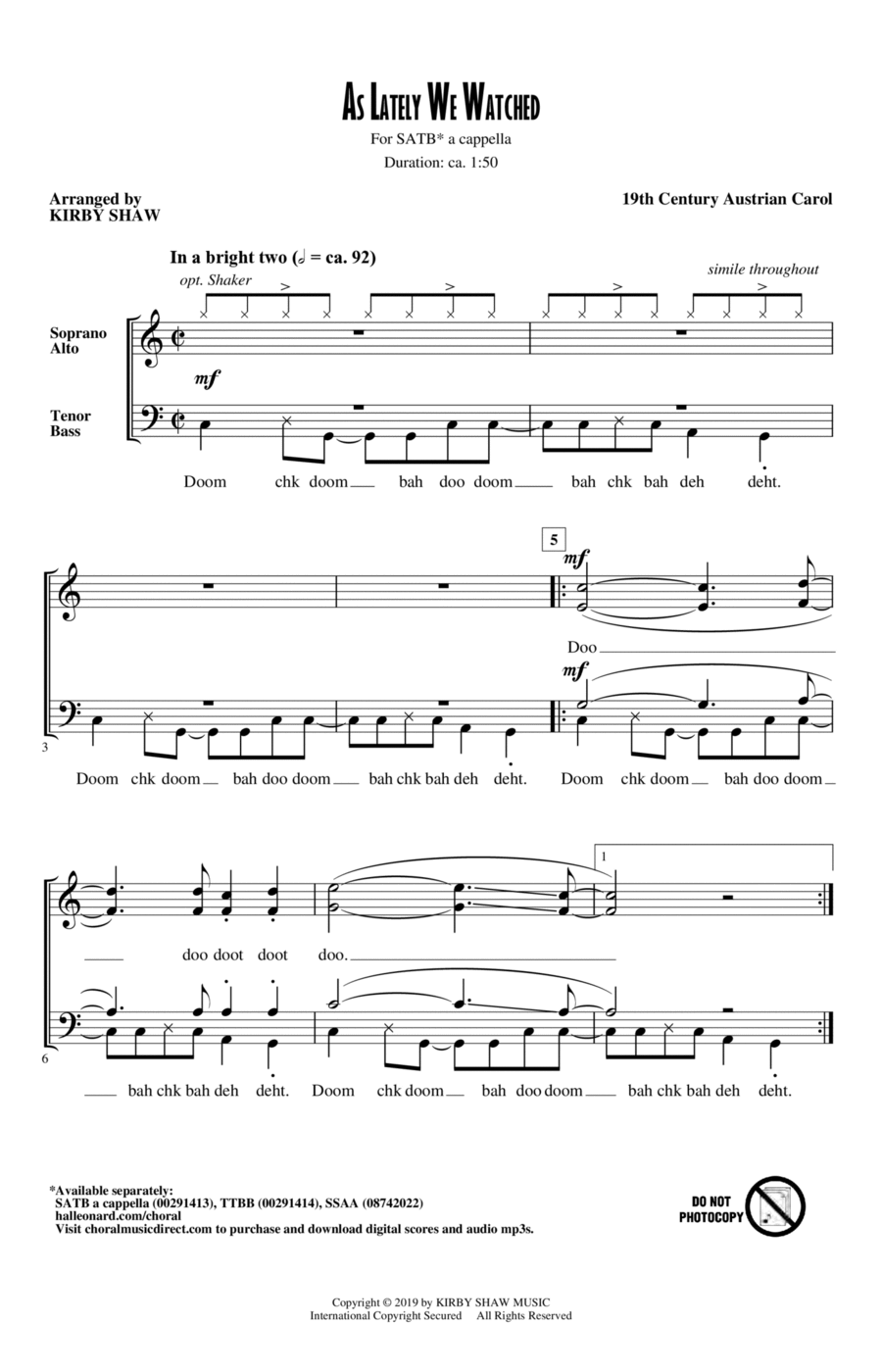 As Lately We Watched 4-Part scores gallery preview page 1