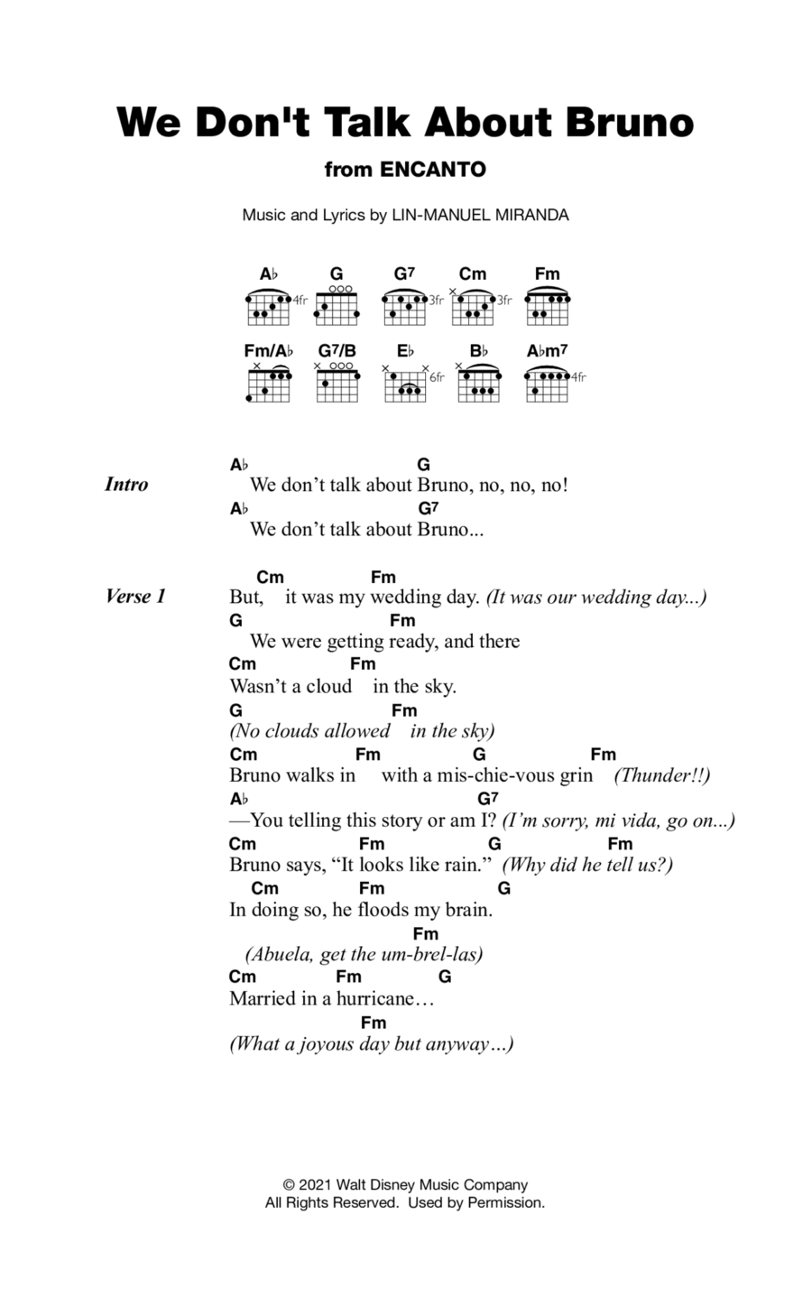 We Don't Talk About Bruno (from Encanto) Guitar scores gallery preview page 1