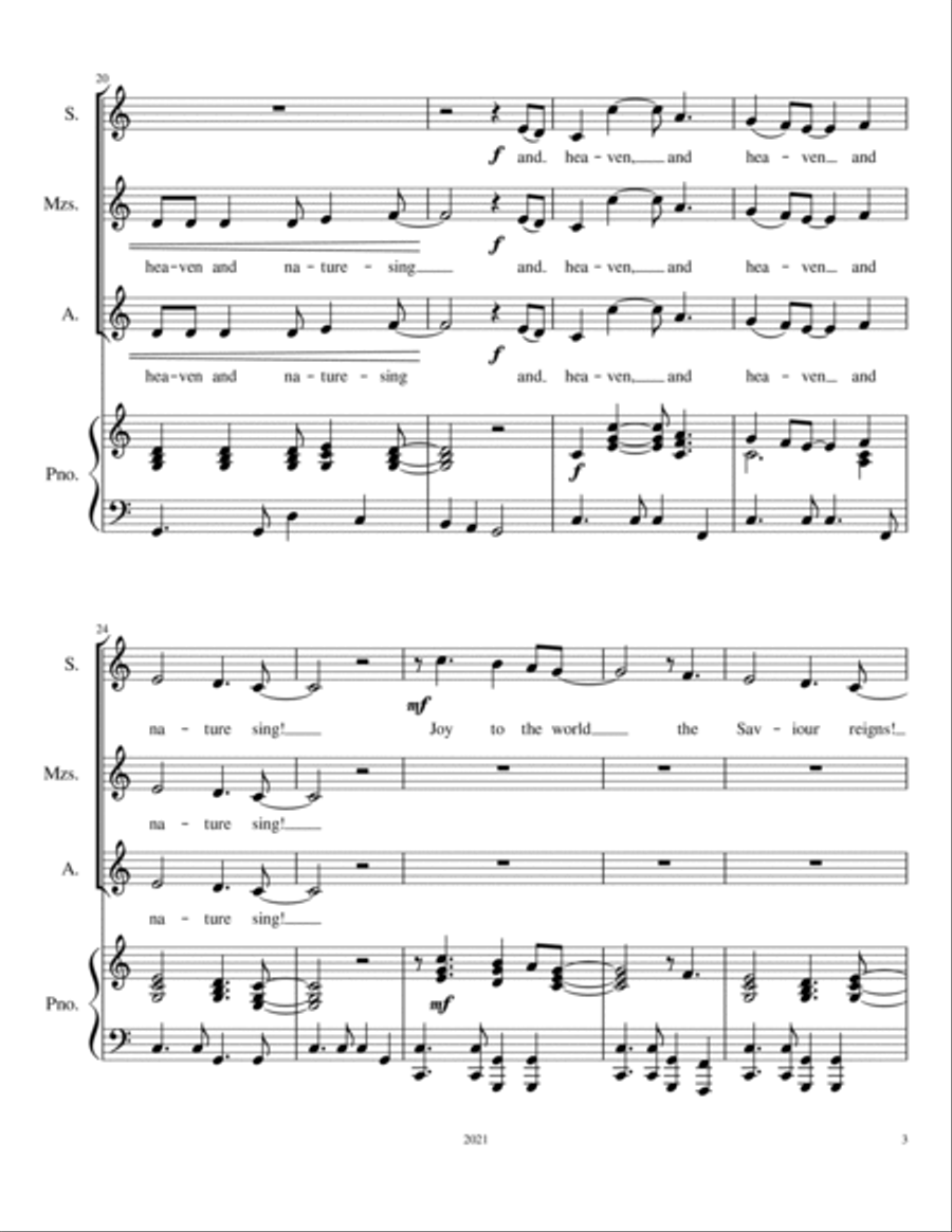 Joy To The World: A Gospel Style Anthem for SSA Choir SSA scores gallery preview page 5