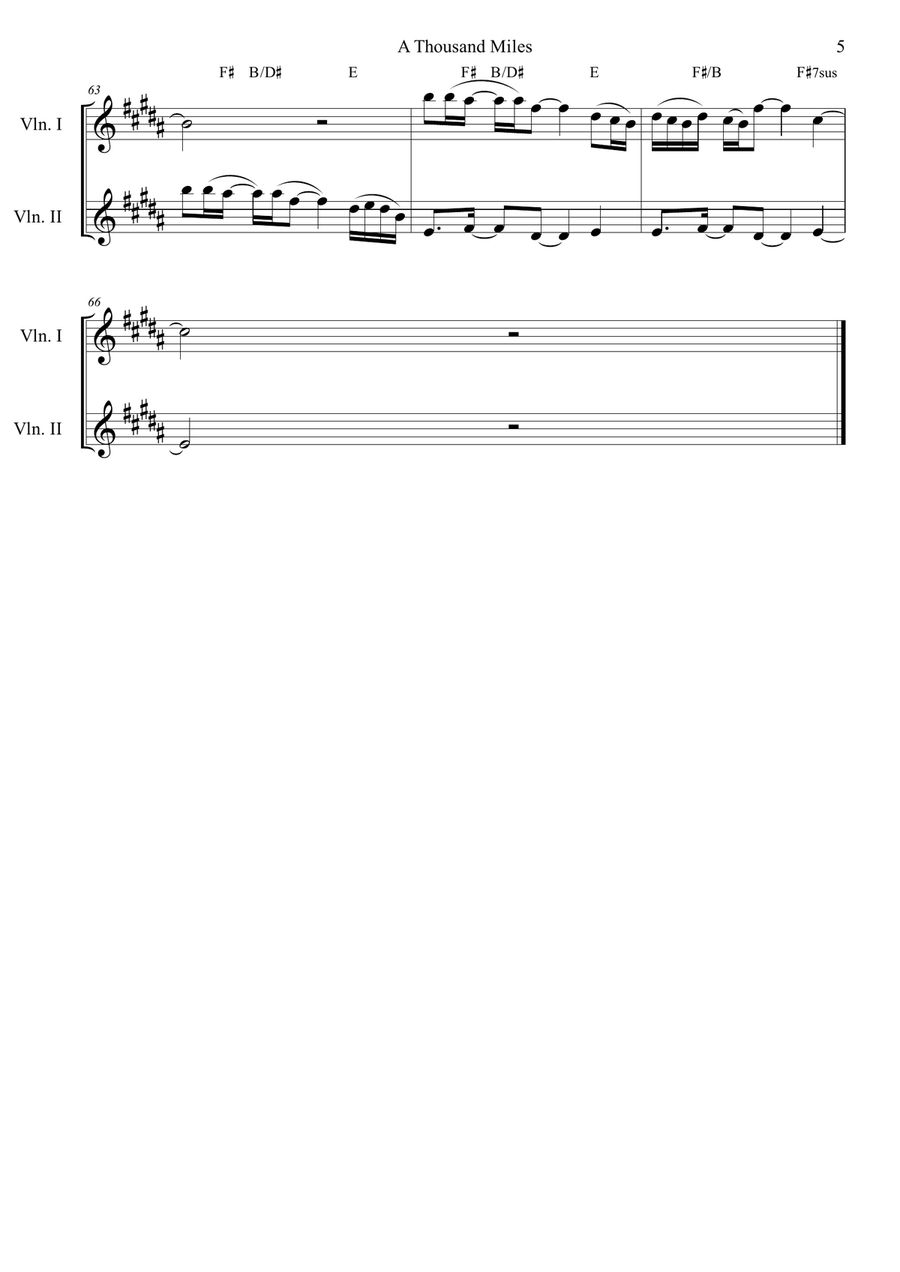 A Thousand Miles A Thousand Miles String Duet scores gallery preview page 5