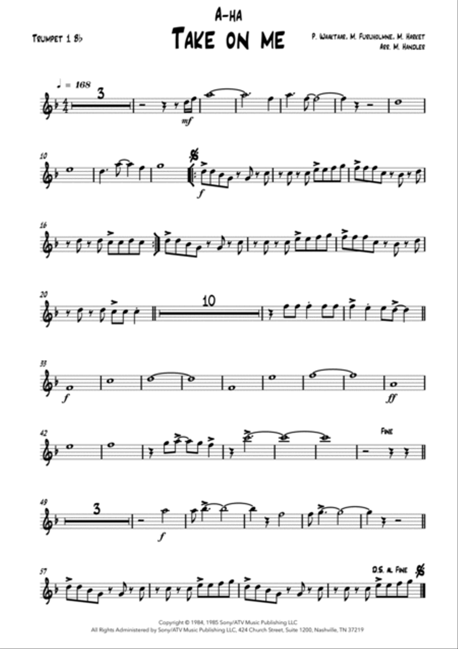 Take On Me Take On Me Brass Quartet scores gallery preview page 6