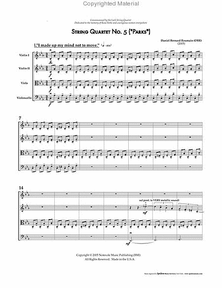 String Quartet No. 5: Parks (score)