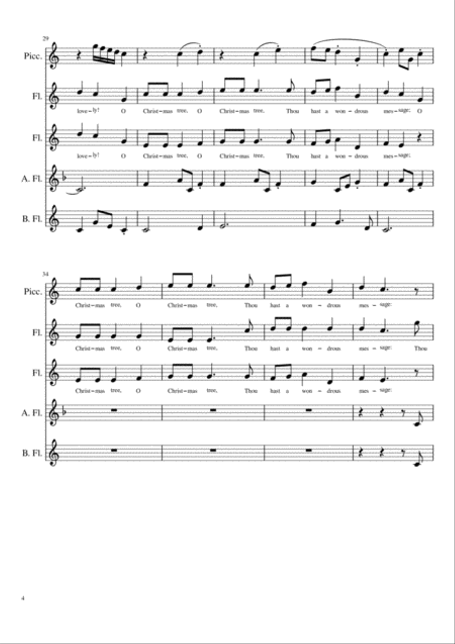 O Christmas Tree (O Tannenbaum) - Flute Choir Flute Choir scores gallery preview page 4