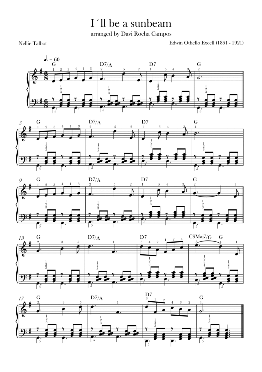 i'll be a sunbeam Piano Solo scores gallery preview page 1