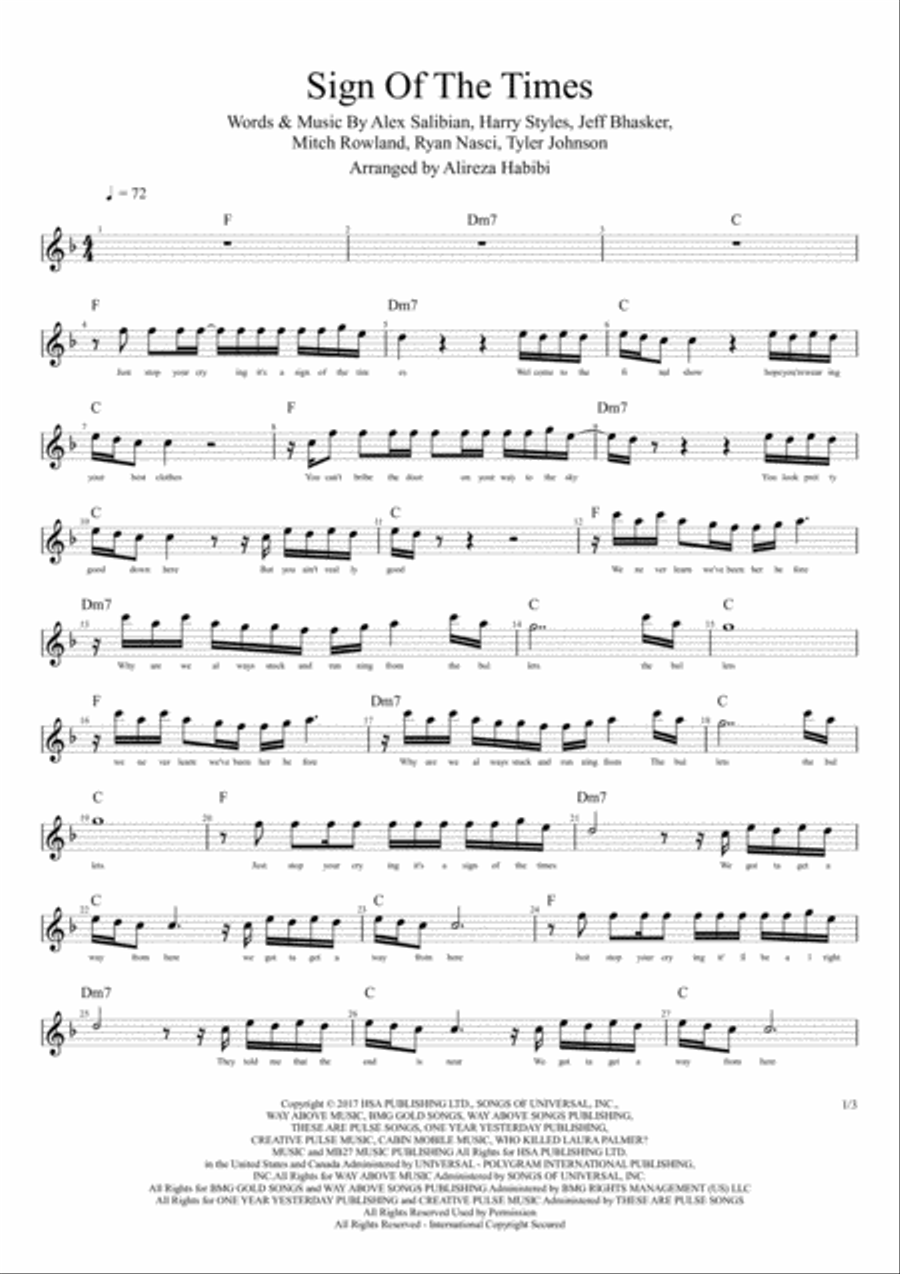 Sign Of The Times Large Ensemble scores gallery preview page 1