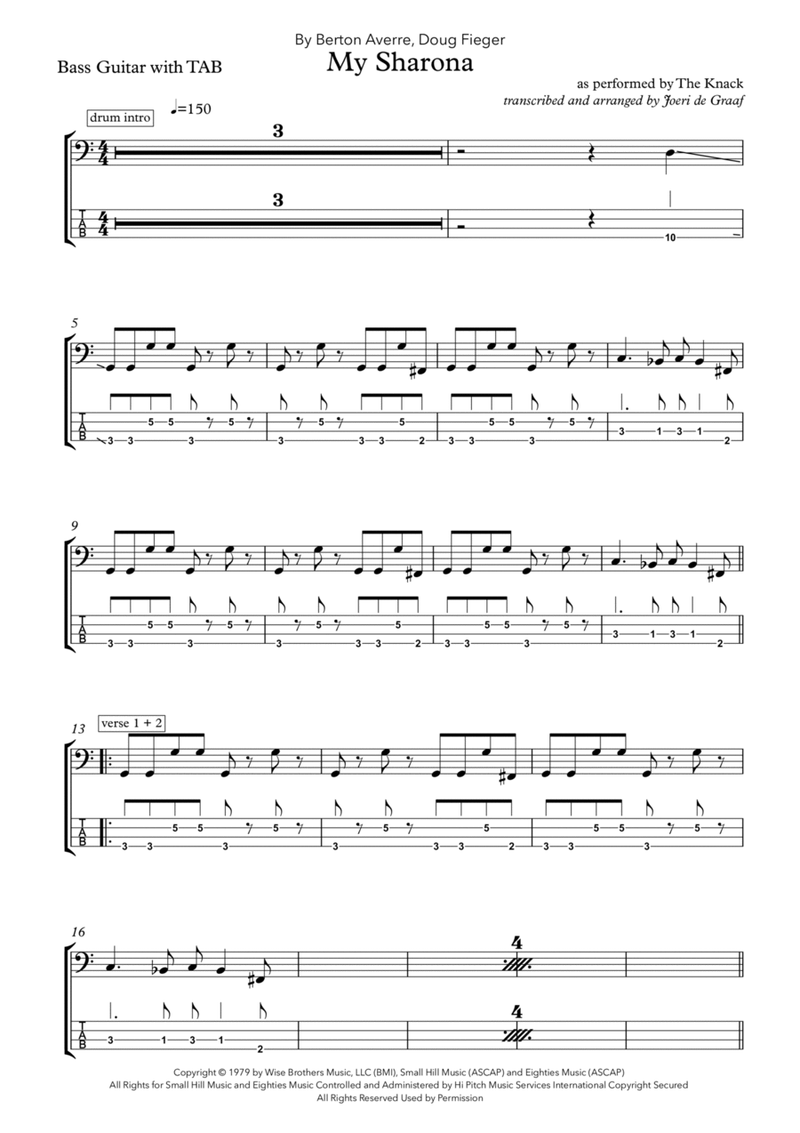 My Sharona Bass Guitar scores gallery preview page 1