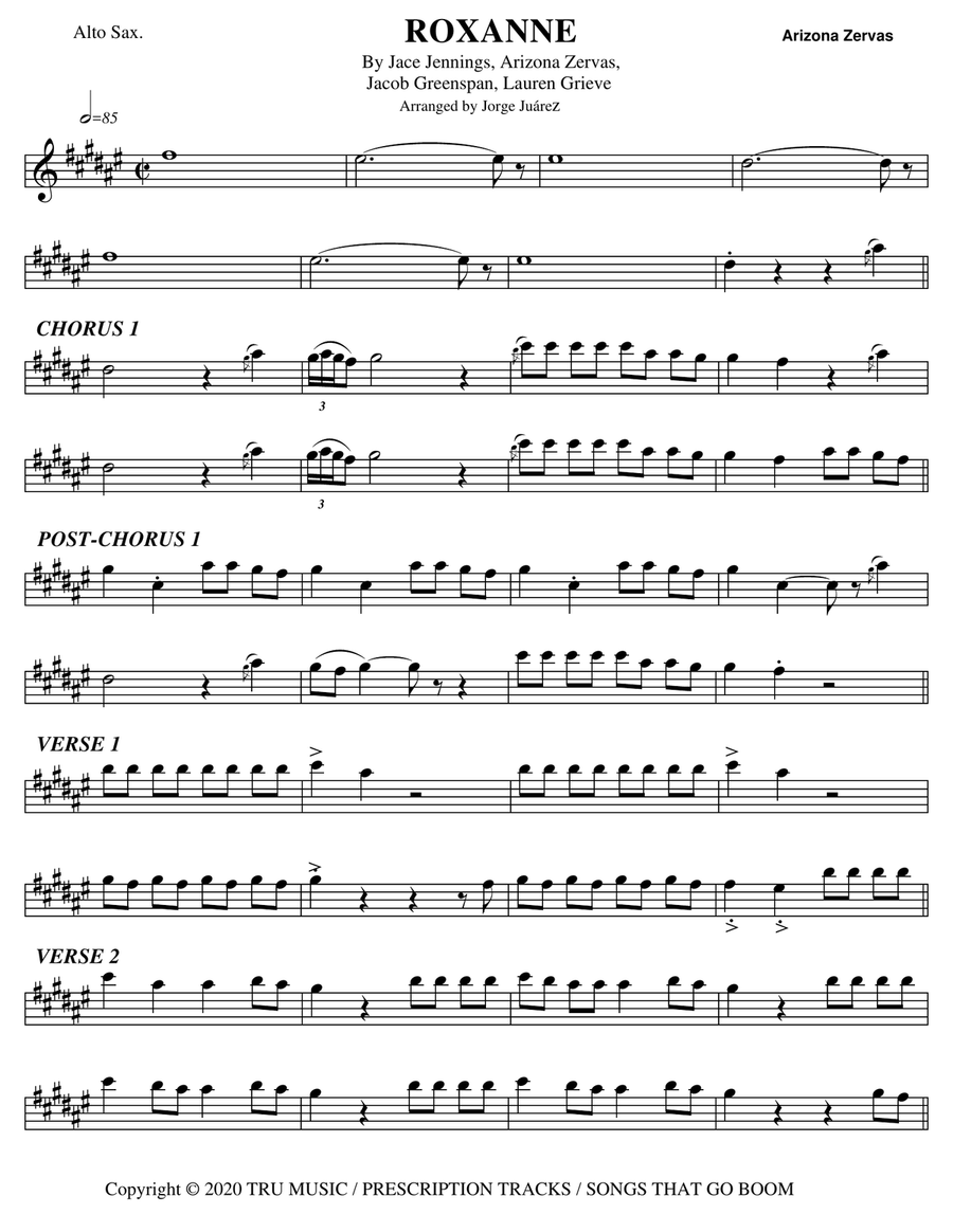 Roxanne Roxanne Alto Saxophone scores gallery preview page 1