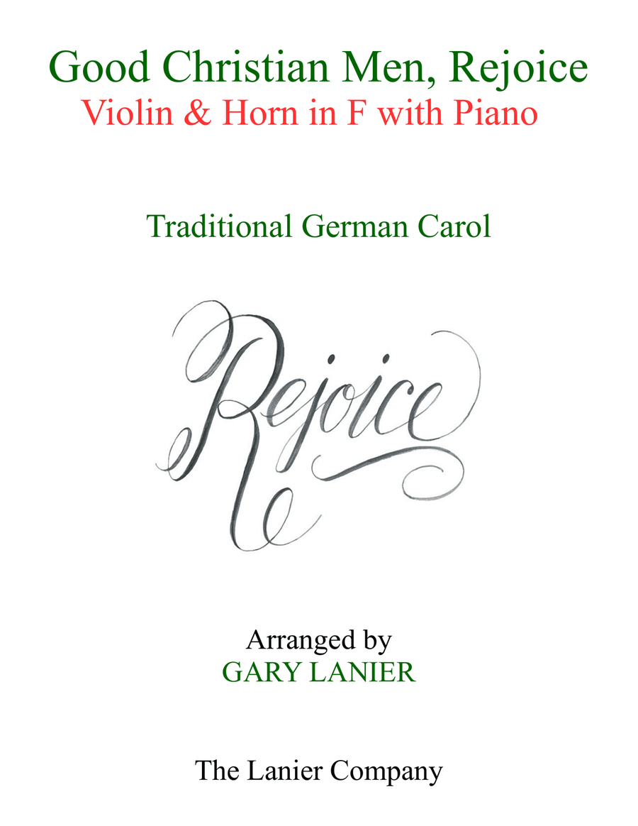 GOOD CHRISTIAN MEN, REJOICE (Violin, Horn in F with Piano & Score/Parts) Violin scores gallery preview page 1