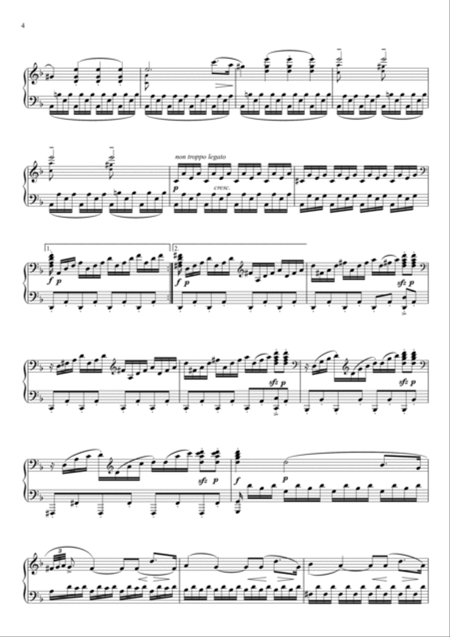Moonlight Sonata Transposed to D minor - 3 mvt. Piano Solo scores gallery preview page 4
