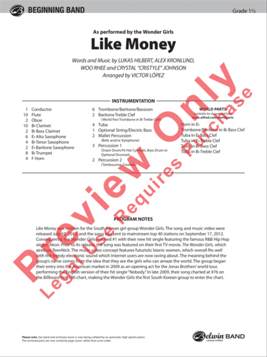 Like Money Concert Band scores gallery preview page 2