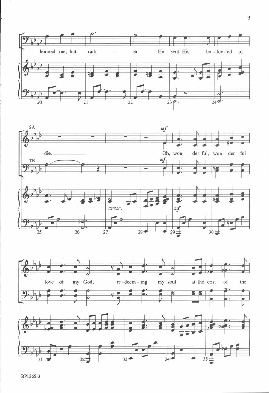 Oh, Wonderful Love of My God 4-Part scores gallery preview page 3