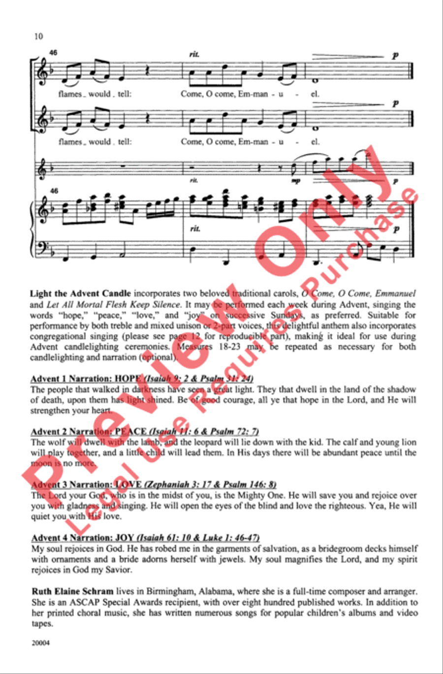 Light the Advent Candle Unison Choir scores gallery preview page 10