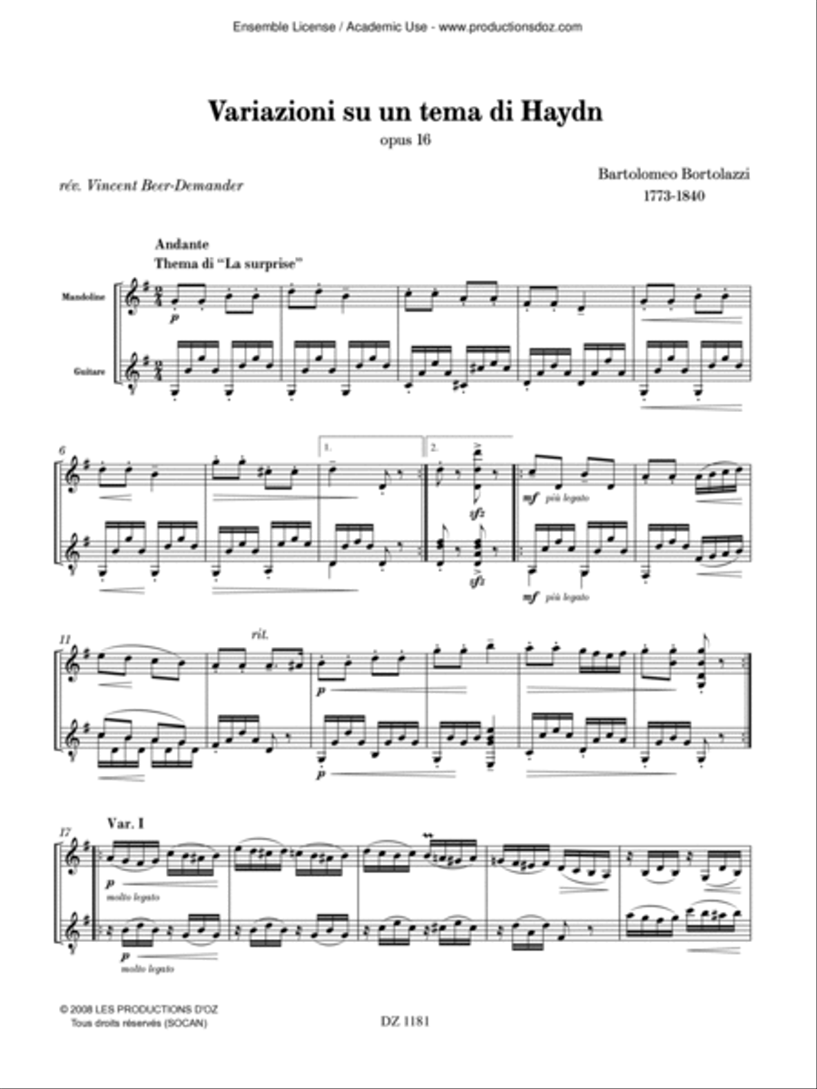 Variazioni su un tema di Haydn Classical Guitar scores gallery preview page 3