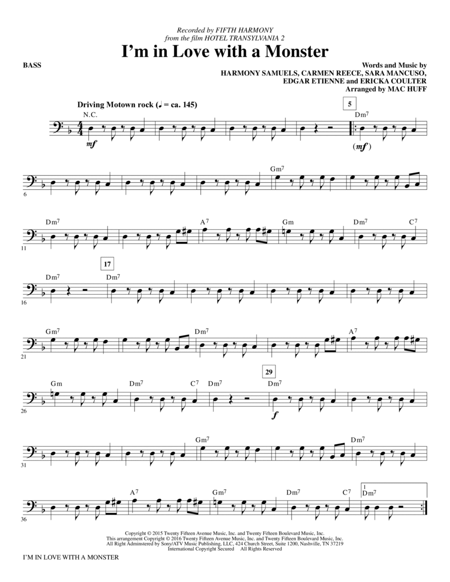 I'm in Love with a Monster - Bass Choir scores gallery preview page 1