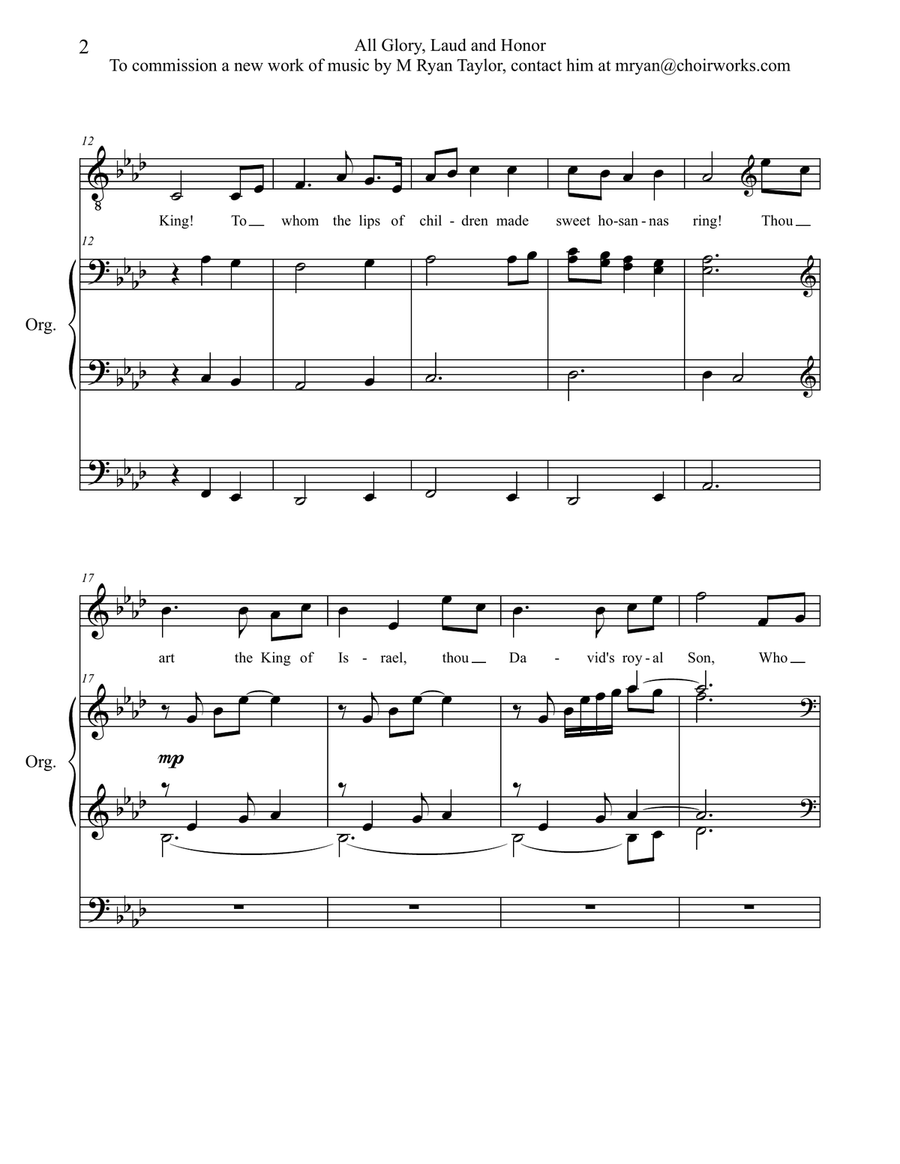 All Glory, Laud and Honor to the Tune of Holst's Thaxted for Choir, Congregation, Organ, Piano and O 4-Part scores gallery preview page 2