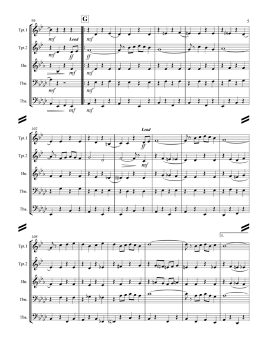 Sing-along Medley #1 (for Brass Quintet) Brass Quintet scores gallery preview page 6